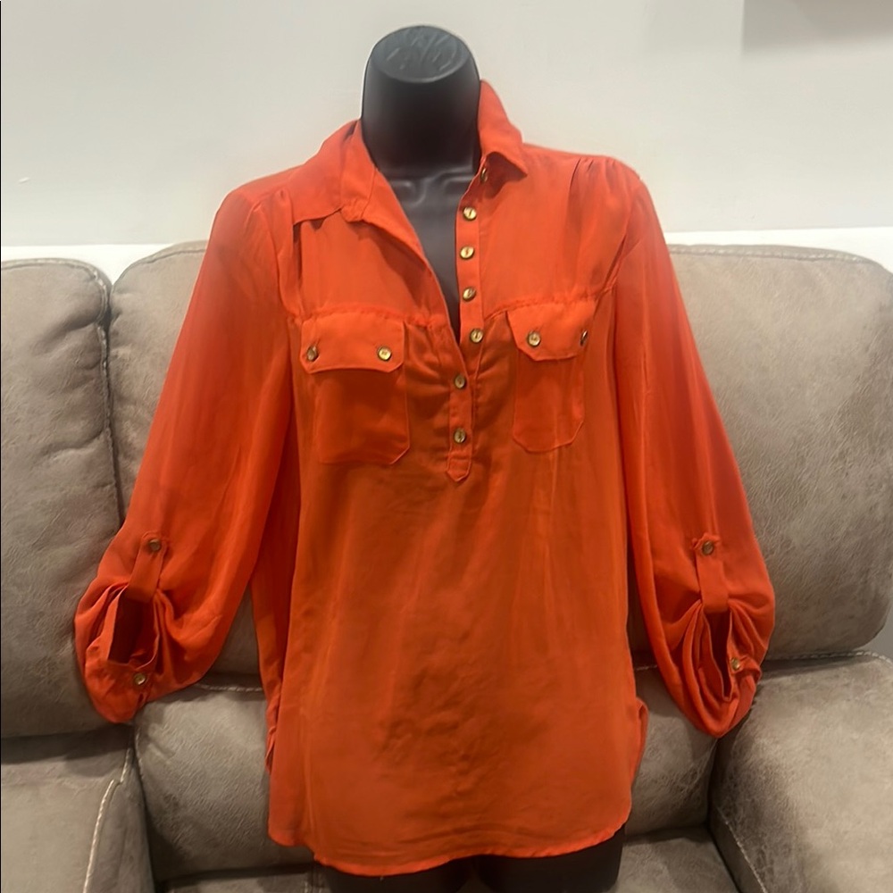 Pretty Good Orange 3/4 Sleeve Relaxed Blouse